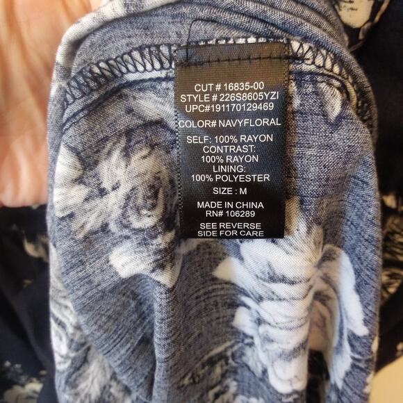 Three Pink Hearts Size M Floral Maxi Dress Blue Cottage Country Prairie Festival - Picture 8 of 12